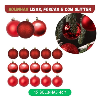 Kit 56 Adornos y Bolas Navideñas con Luces LED – Decoración para Árbol de Navidad